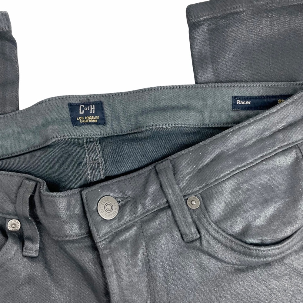 Citizens of Humanity Racer Charcoal Gray Coated Skinny Jeans Leatherette Size 25 - Picture 5 of 9